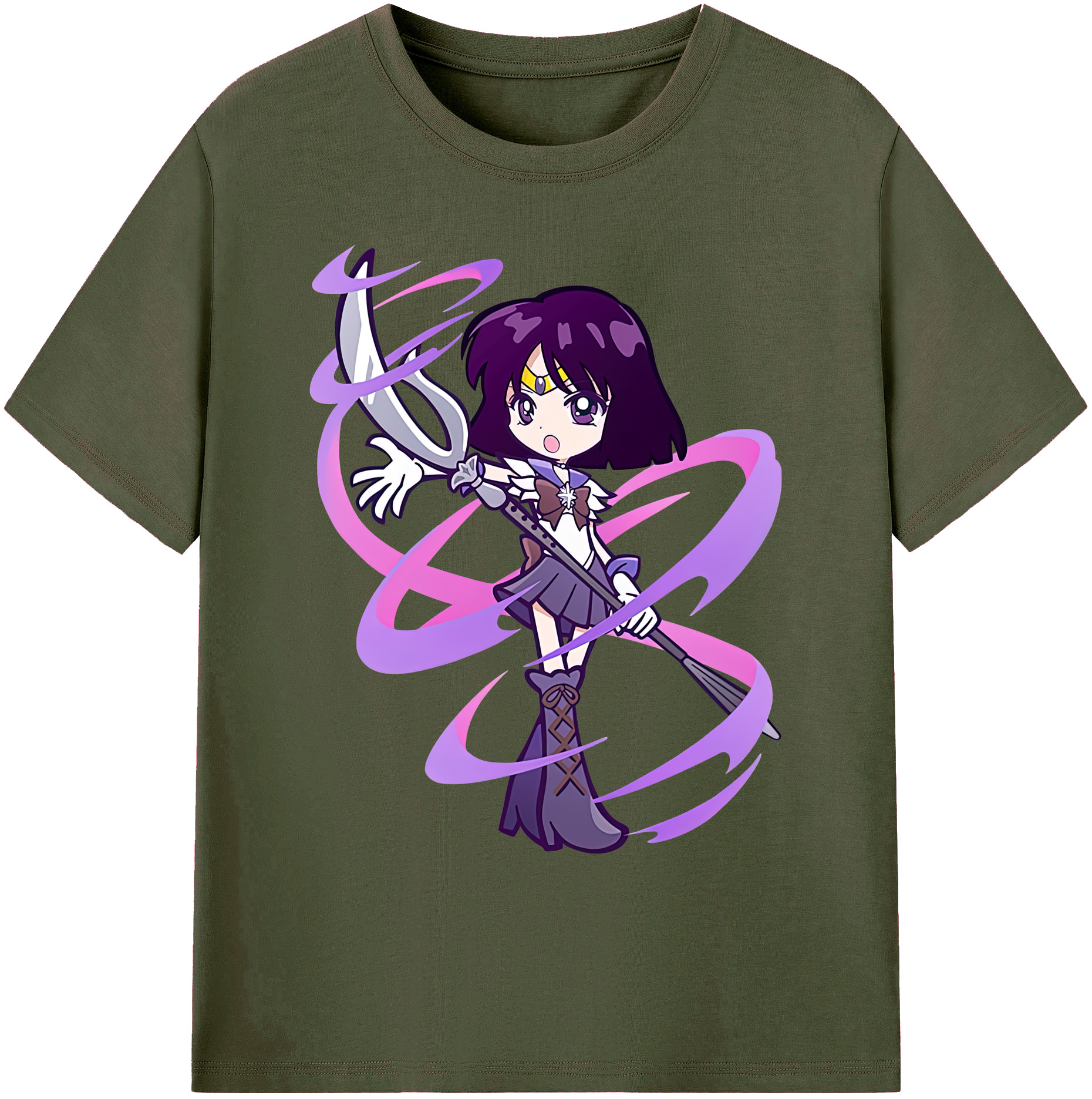 （画像用） 美少女戦士セーラームーン 土萠ほたる Sailor Moon Tomoe Hotaru （セーラーサターン；Sailor Saturn） 綿100％ メンズ半袖Tシャツ｜肌触りやわらか＆通気性